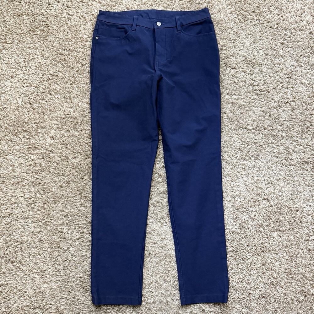 LuluLemon ABC 5 Pocket Warpstreme Navy Blue Chino Athletic Pants Mens Size 32x32